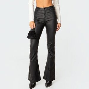 Edikted Women's Luna Faux Leather Jeans in Black size Small